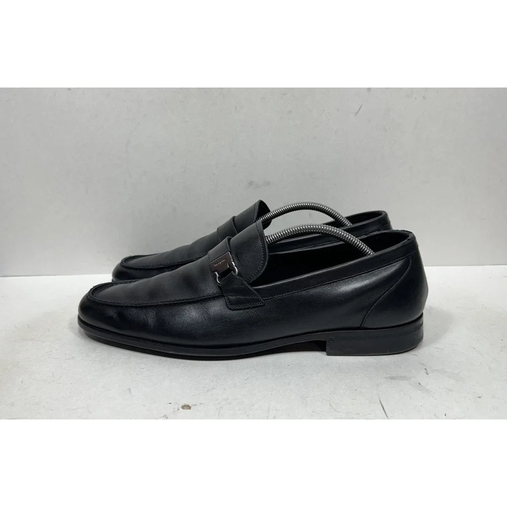 Salvatore Ferragamo Tangeri Black Leather Slip On Loafers Shoes Men's Size 11